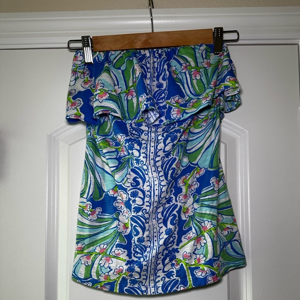 Lilly Pulitzer Wiley Tube Top Bay Blue Coasting 98790 Sz S Palm Beach - Picture 5 of 6